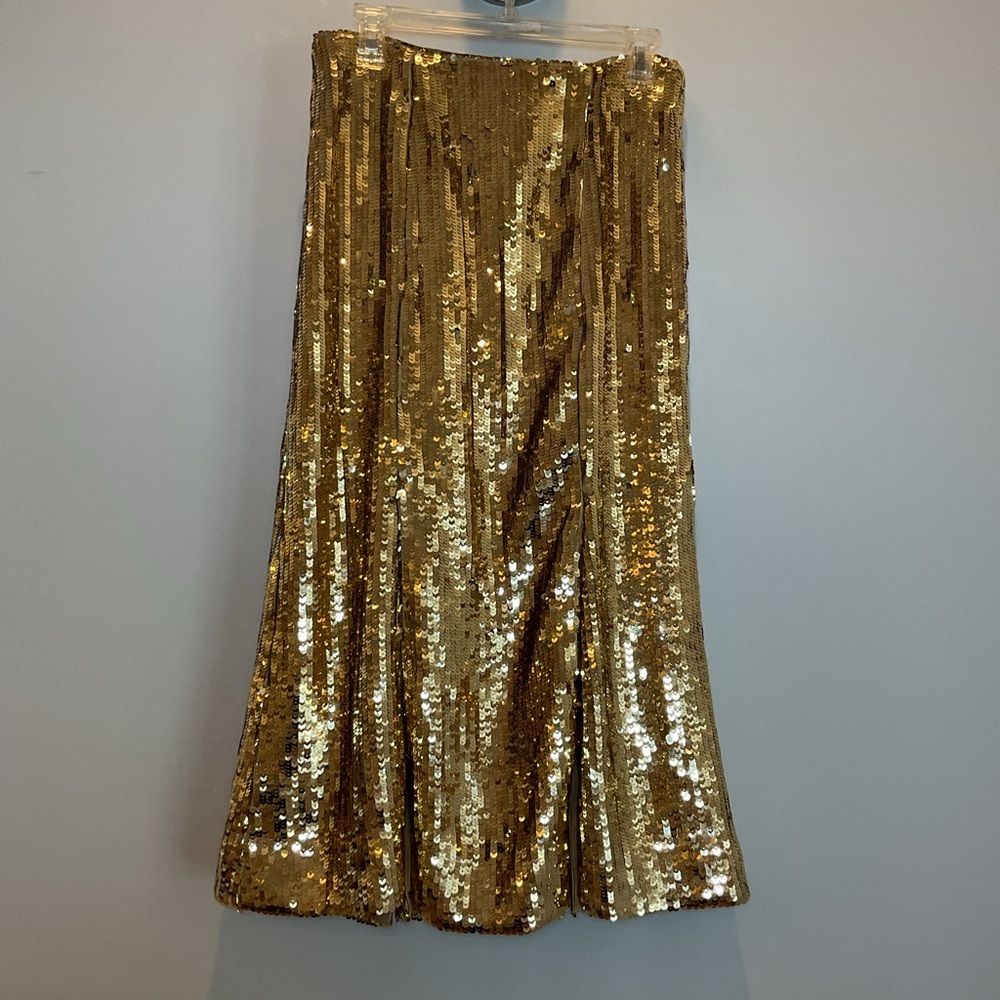 J.Crewβ Collection Gold Sequin Midi Skirt NWT - Picture 2 of 9